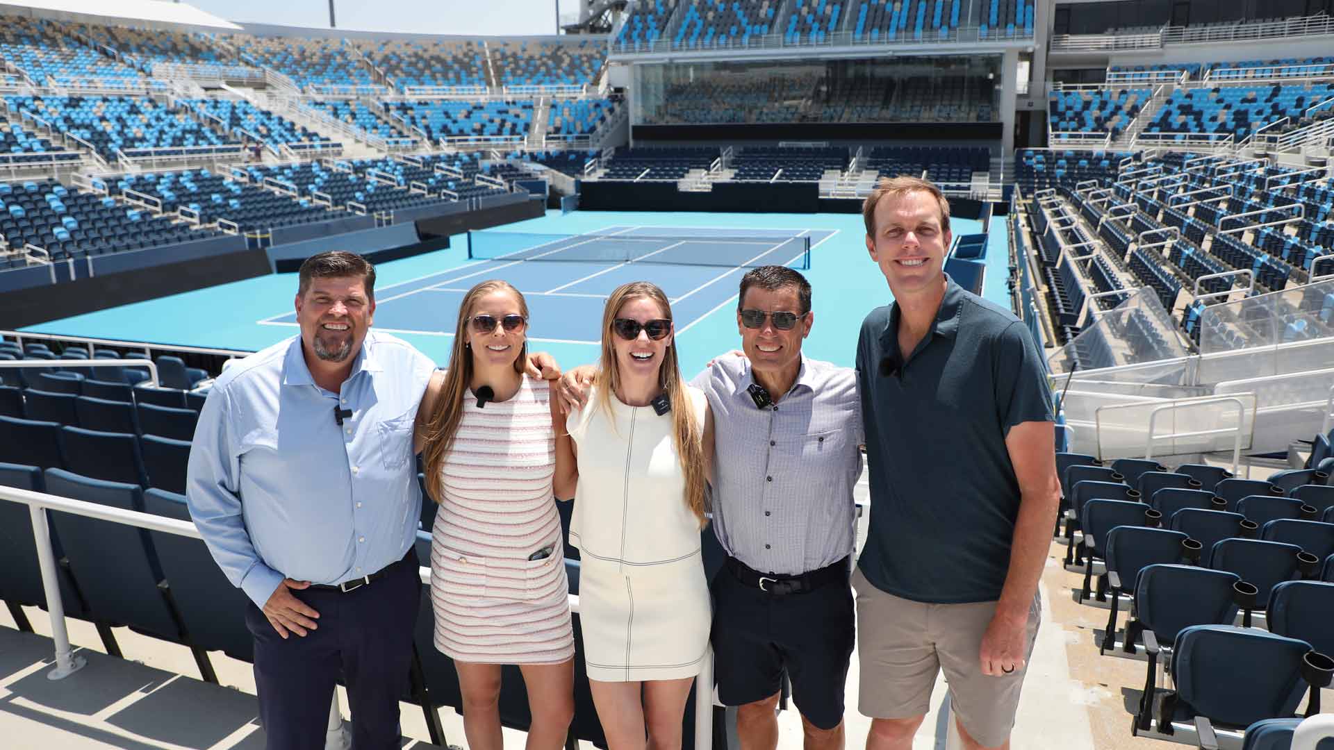 Cincinnati Open tournament director Bob Moran, Shelby Rogers, Alison Riske-Amritraj, tournament owner Ben Navarro and Sam Querrey.
