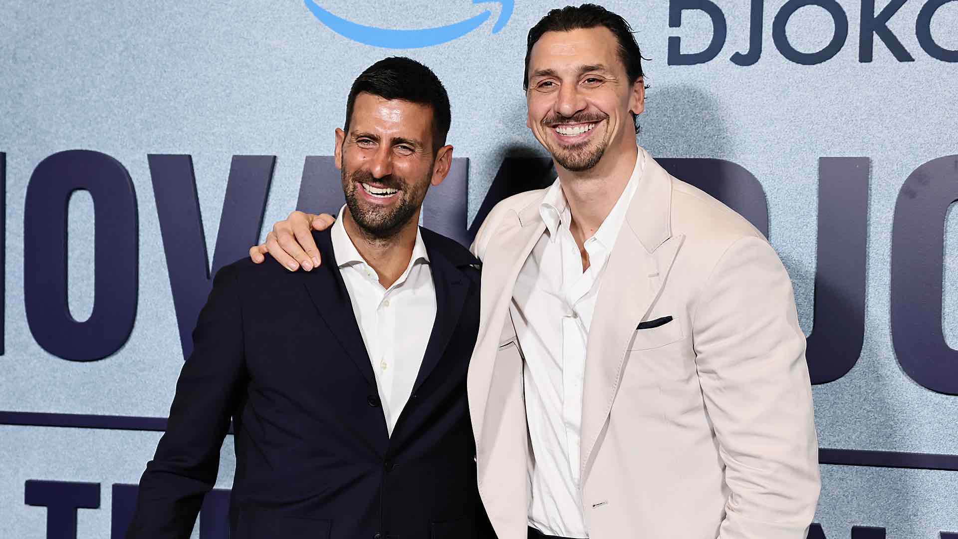 Novak Djokovic and Zlatan Ibrahimovic at the premiere of the Serbian's documentary in New York City.